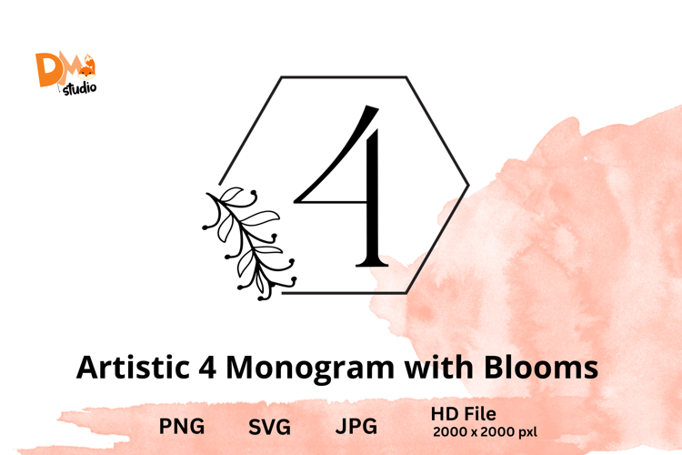 Artistic Monogram with Blooms