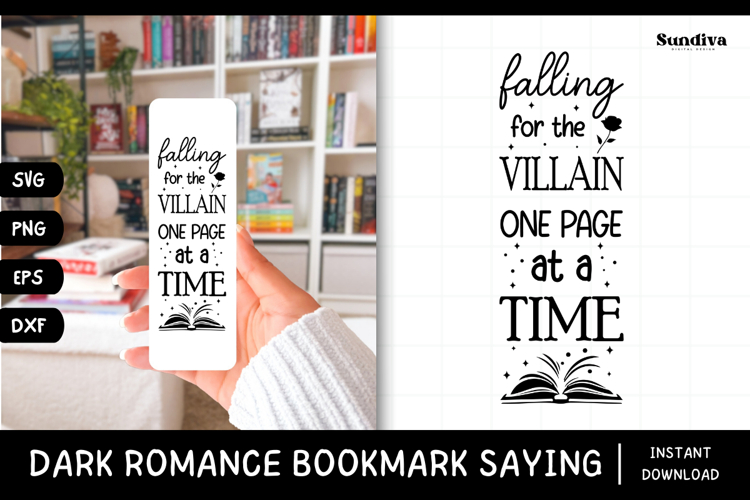 Dark Romance Bookmark Saying SVG | Falling For The Villain