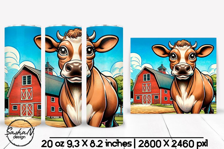 Cow tumbler sublimation, Farm tumbler wrap example image 1