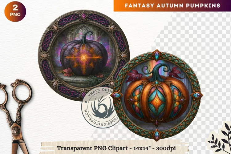 Fantasy Autumn Pumpkins Dark Gothic Clipart sublimation