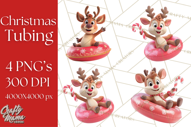 Christmas Characters Snow Tubing PNG