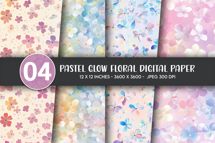 Pastel Glow Floral Digital Paper example image 1