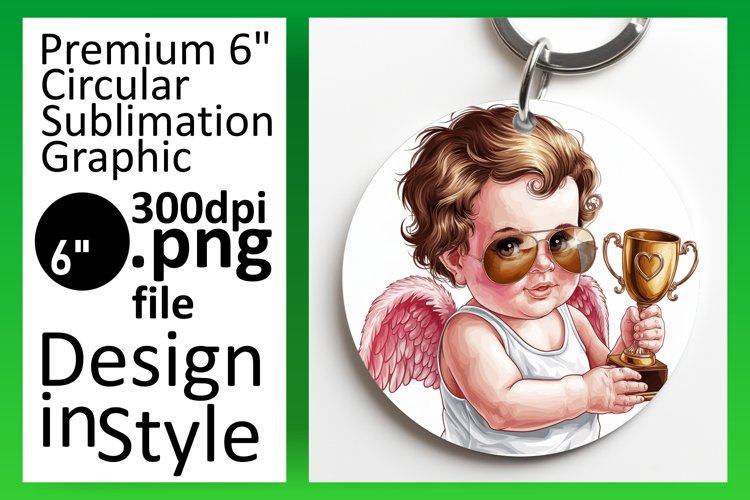 Stylish Round Design for Sublimation , Cupid