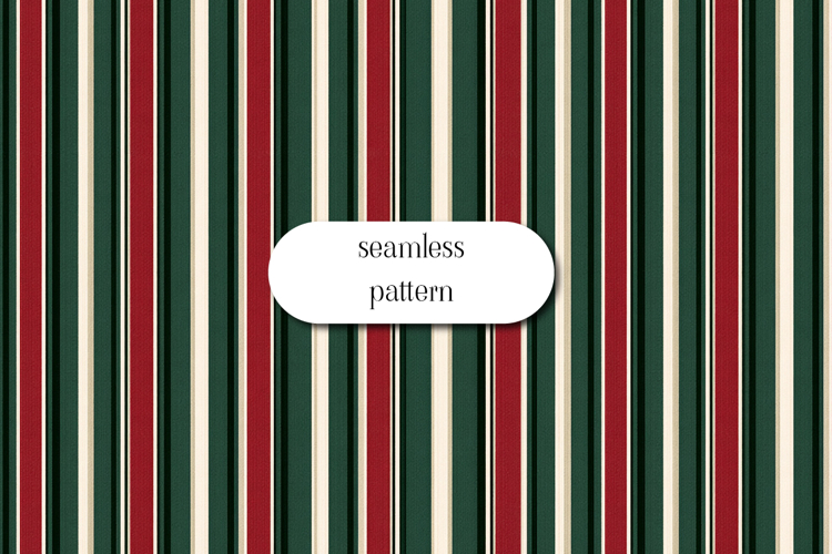 Green Red and Cream Seamless Classic Stripe Pattern
