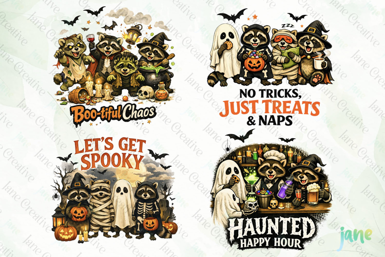 Funny Halloween Raccoon Clipart