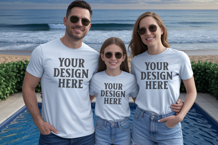 Bella Canvas 3001 Family Group T-Shirt Mockup