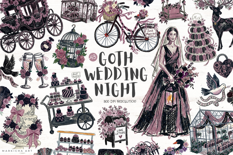 Goth Wedding Night Clipart example image 1