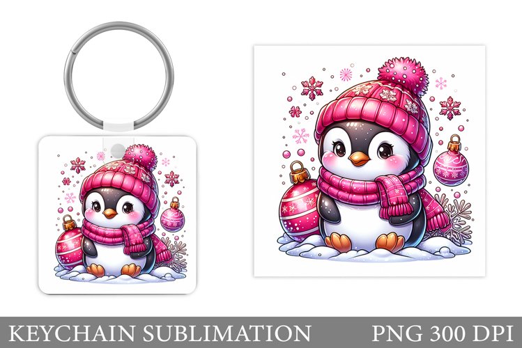 Christmas Penguin Keychain. Christmas Keychain Design example image 1
