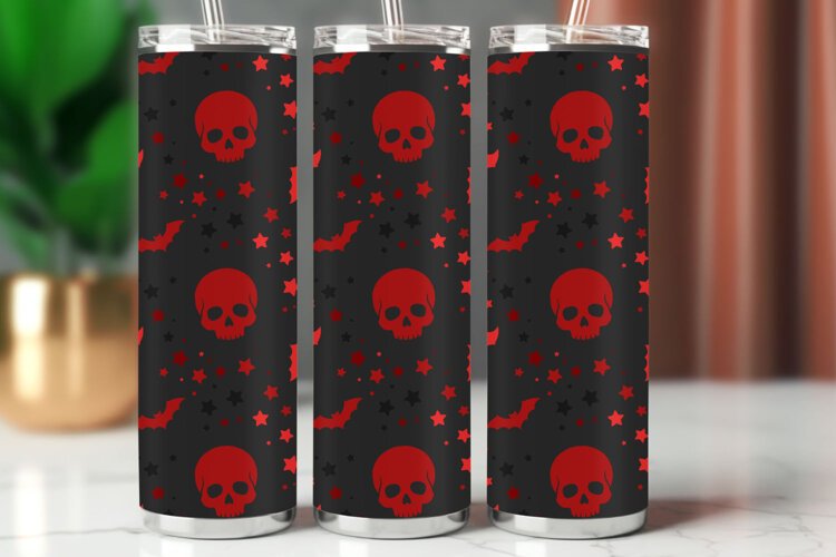 Halloween Tumbler Wrap Seamless Pattern example image 1