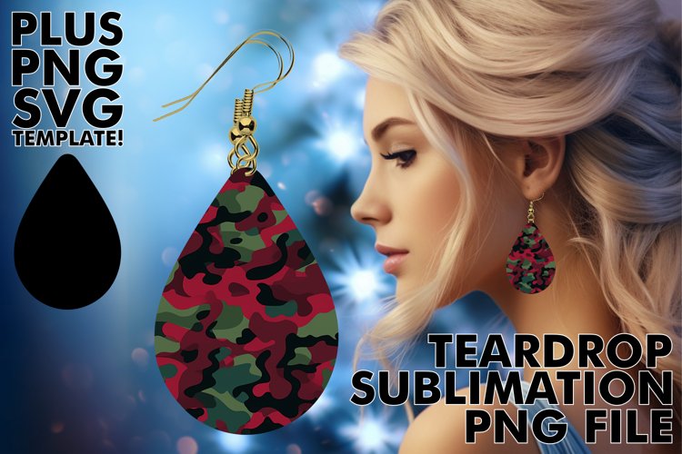 Teardrop Earring Sublimation Sparkle example image 1