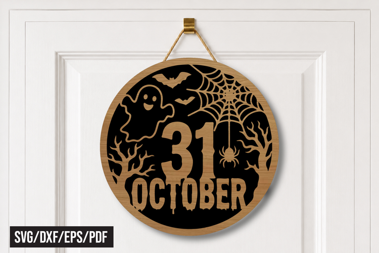 31 October Halloween Round Door Hanger Laser Cut