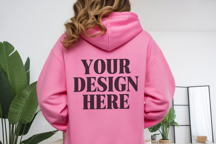 Pink Gildan 18500 Hoodie Mockup ,Cozy Unisex Sweatshir