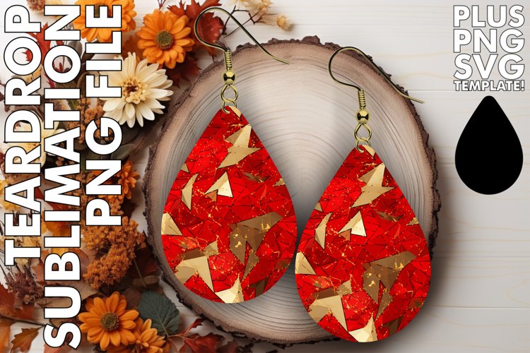 Glossy Red Glitter Teardrop Earrings