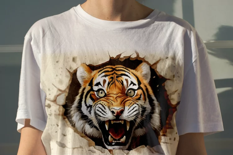 Tiger Bear funny Animal head peeking on white background