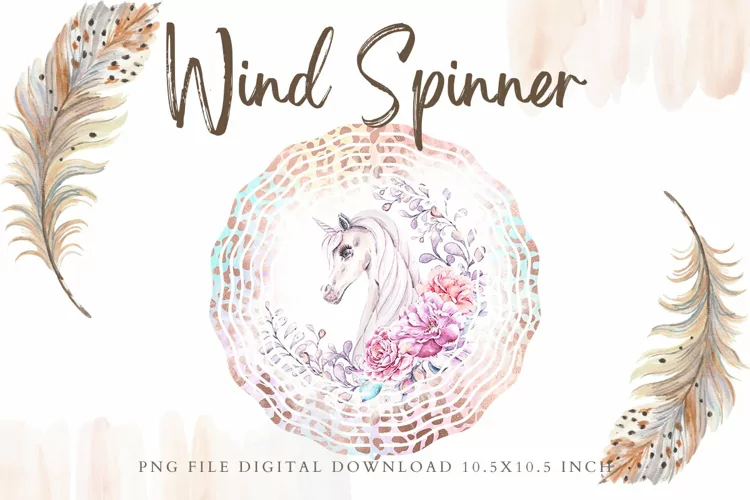 Unicorn Leopard Wind Spinner Template Sublimation
