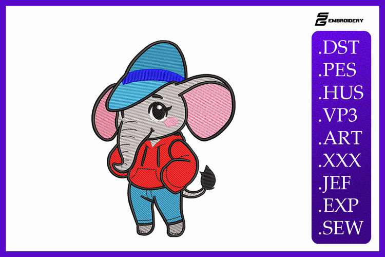 Elephant in Hoodie Embroidery Design For Machine