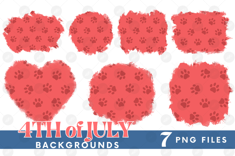 American 4th of July Cat Dog Paw Background Png DTF Bundle