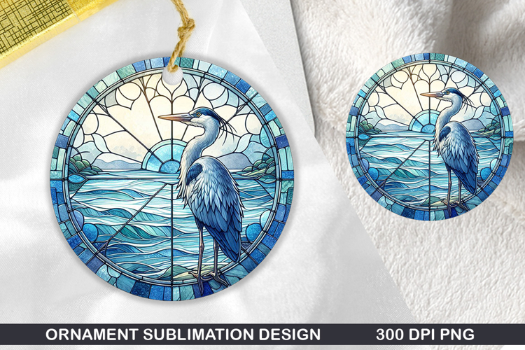 Cute Stork Stained Glass Ornament PNG, Digital Download File