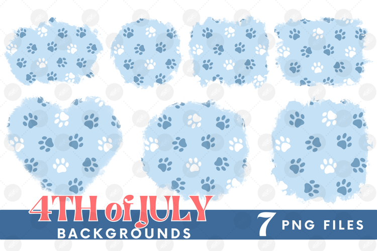 American 4th of July Cat Dog Paw Background Png DTF Bundle