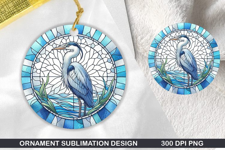 Cute Stork Stained Glass Ornament PNG, Digital Download File