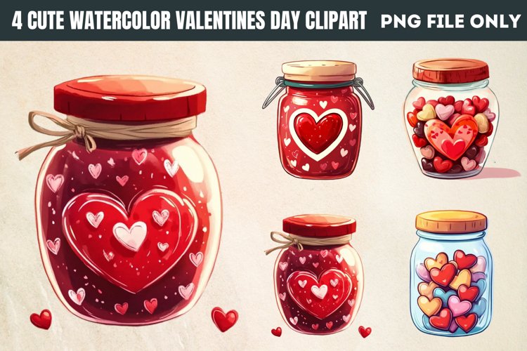 Cute Watercolor Valentines Day Clipart PNG