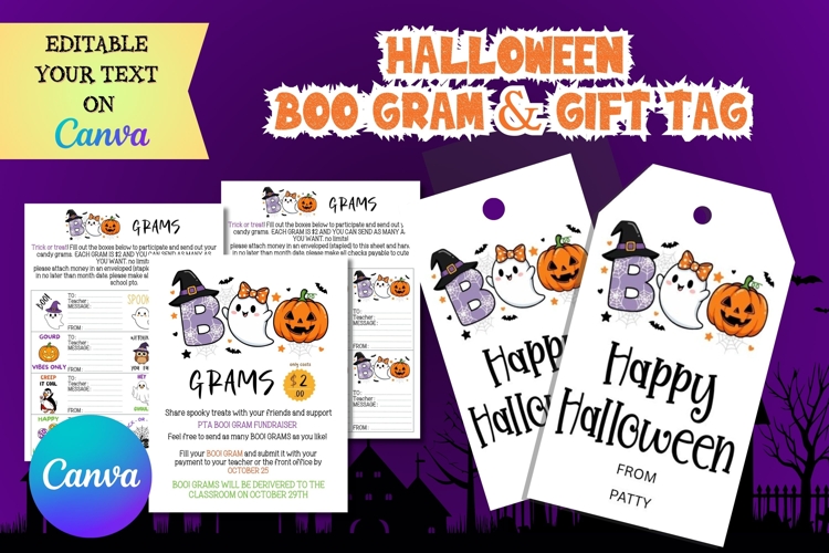 Editable Halloween Boo Gram & Halloween Gift tag