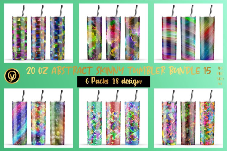 20 Oz Abstract Skinny Tumbler Bundle 15.6 Packs In One