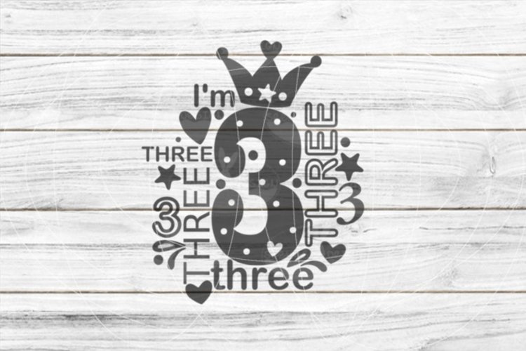 number three 3 SVG DXF EPS PDF PNG JPG example image 1