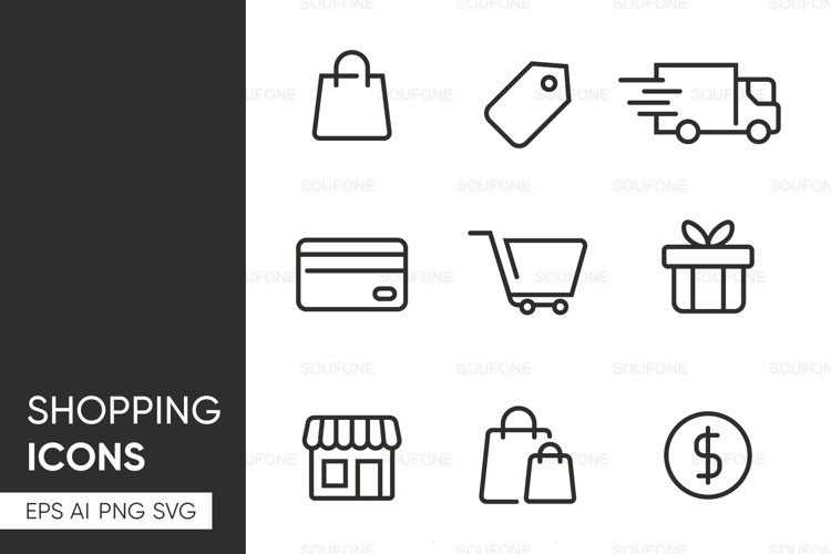 Set of Shopping E-commerce Icon - SVG AI EPS PNG example image 1