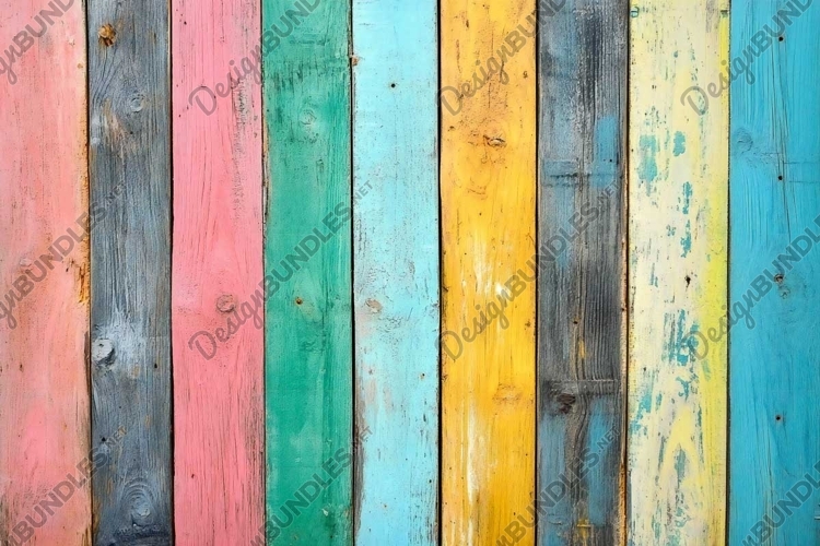 Spring color wooden planks table example image 1