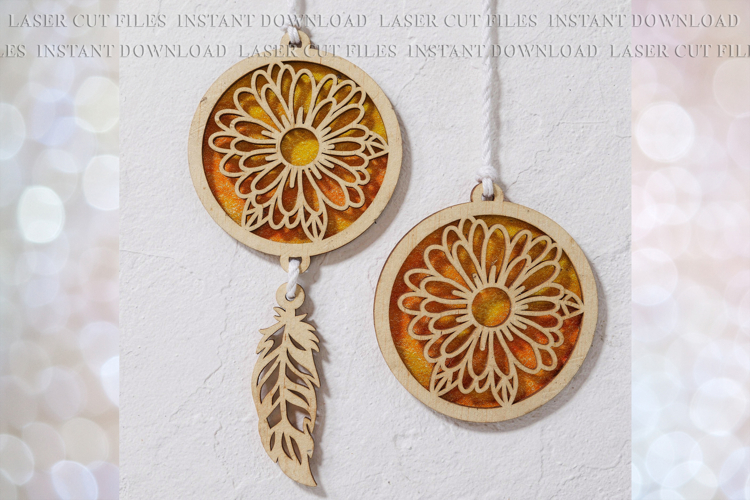 Daisy Sun-catcher Ornament svg Laser cut file