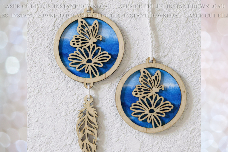 Butterfly on a daisy Sun-catcher Ornament svg Laser cut file