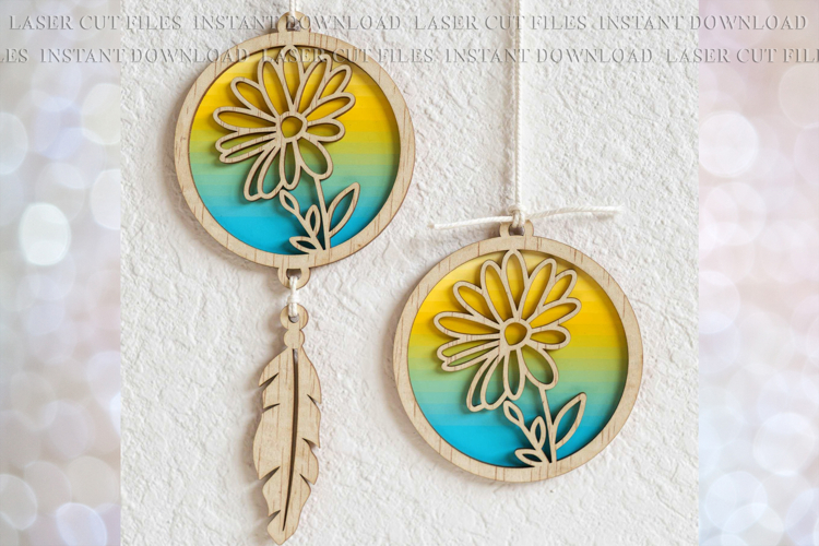 Daisy Sun-catcher Ornament svg Laser cut file