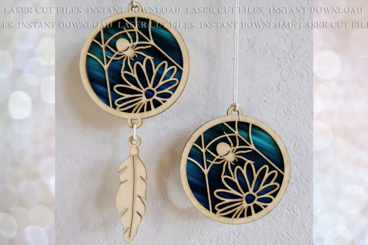 Spider Sun-catcher Ornament svg Laser cut file