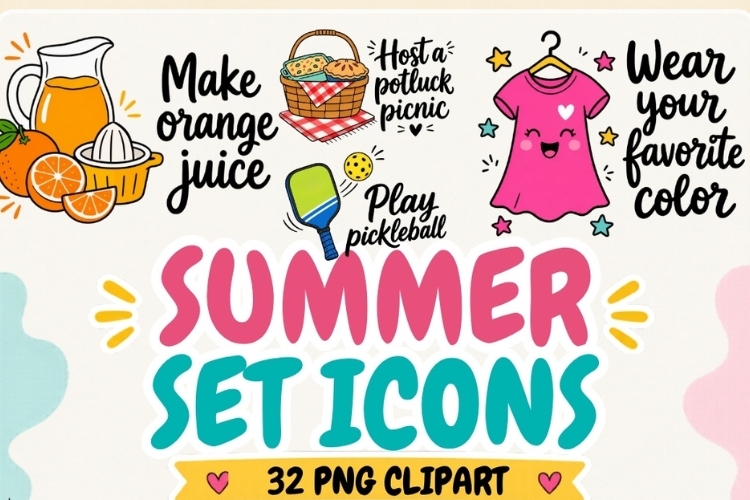Summer Stickers Icons Clipart PNG, 32 Summer Activity