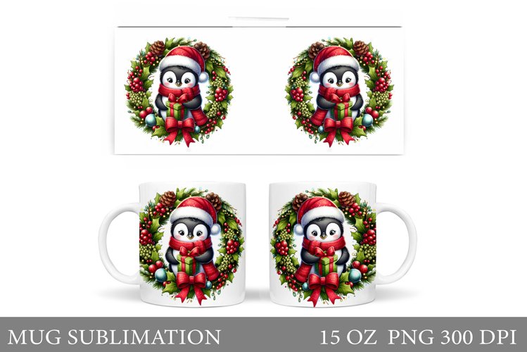 Christmas Penguin Mug Design. Christmas Mug Sublimation example image 1