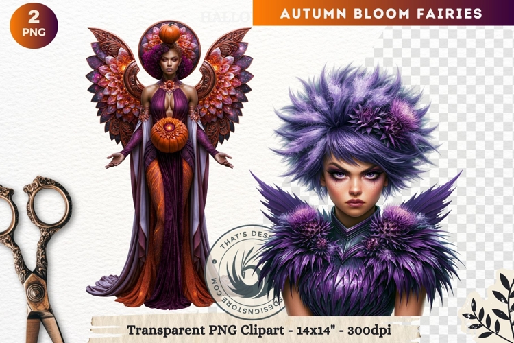 Autumn Bloom Floral Fairy Clipart, Mythical Fantasy PNG