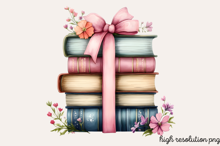 Pastel Cottage Shabby Chic Books Clipart PNG