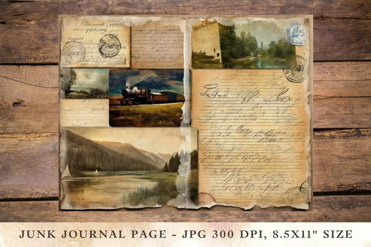 Printable Junk Journal Pages postcard landscape 17