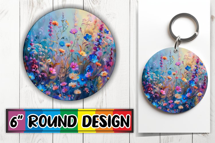 Blossoming Floral Circle Keychains