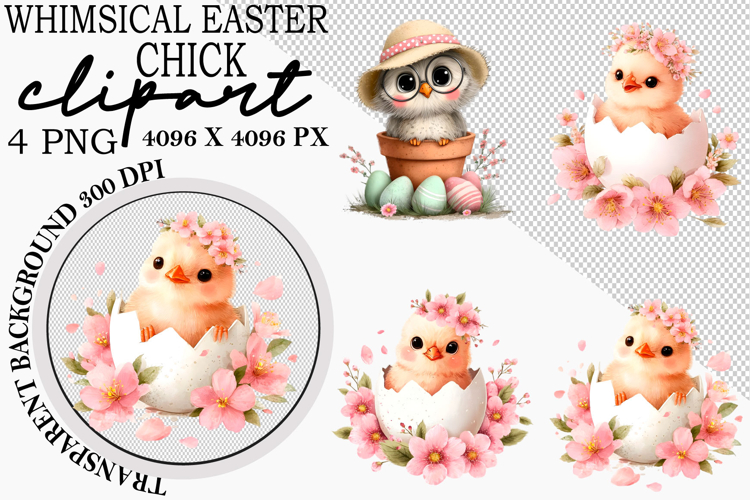 Whimsical Easter Chick Clipart