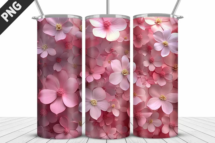 3D Daisy Flowers 20oz Tumbler Wrap | Sublimation Design