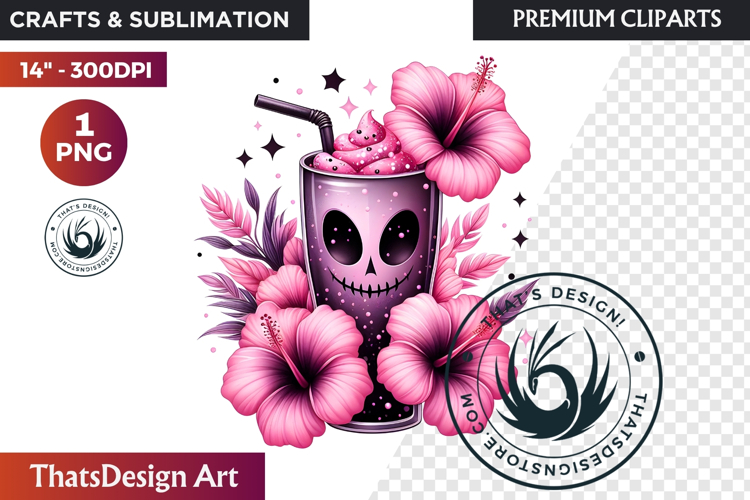 Pastel Goth Halloween Drinks - Kawaii Spooky Clipart PNG