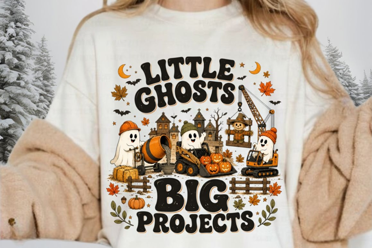 Little Ghosts Big Projects PNG Sublimation Design - Cute