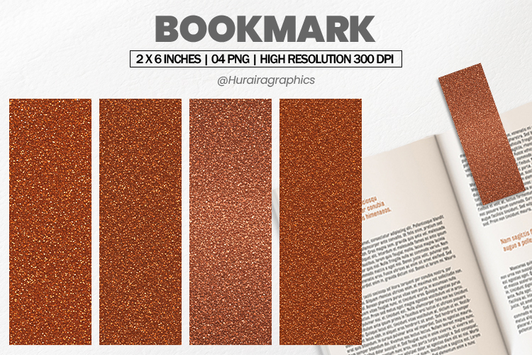 Rusty Copper Glitter Bookmark PNG, Bookmark Sublimation
