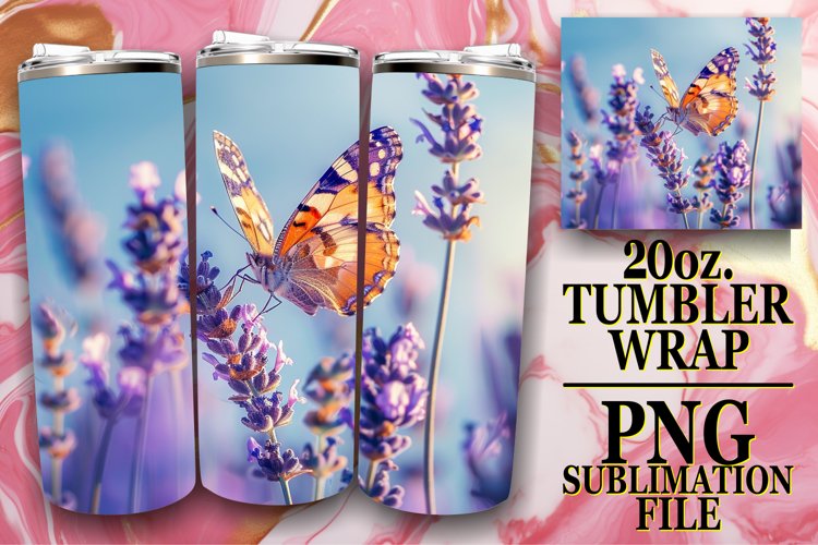 Spring Elegance Tumbler with Butterfly Pattern - Sublimation