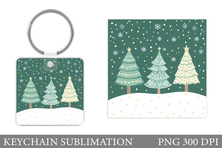 Christmas Tree Keychain. Christmas Keychain Sublimation example image 1