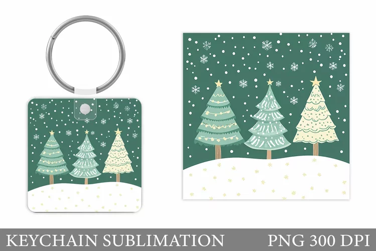 Christmas Tree Keychain. Christmas Keychain Sublimation