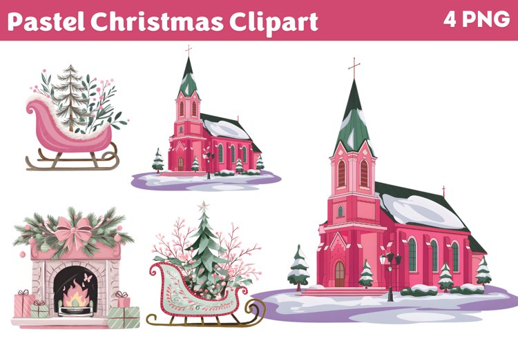 Pastel Christmas Clipart PNG