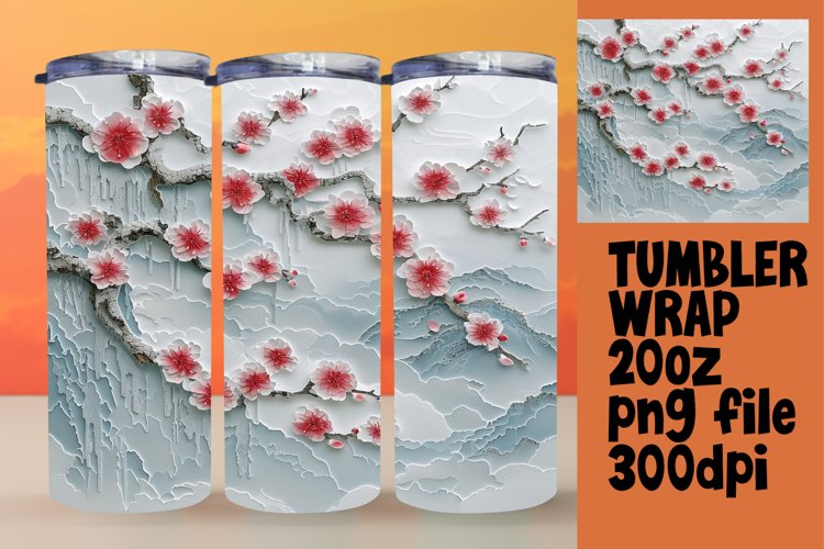 Sublimation Wrap for 20oz Tumblers - 3D Floral Hole